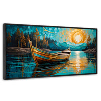 Cuadros Decorativos Canvas Revolution | Lago Dorado Y Balza | Panoramico | Portada | Marco Plateado