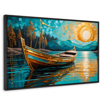 Cuadros Decorativos Canvas Revolution | Lago Dorado Y Balza | Rectangular | Portada | Marco Negro