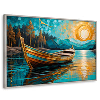 Cuadros Decorativos Canvas Revolution | Lago Dorado Y Balza | Rectangular | Portada | Marco Plateado
