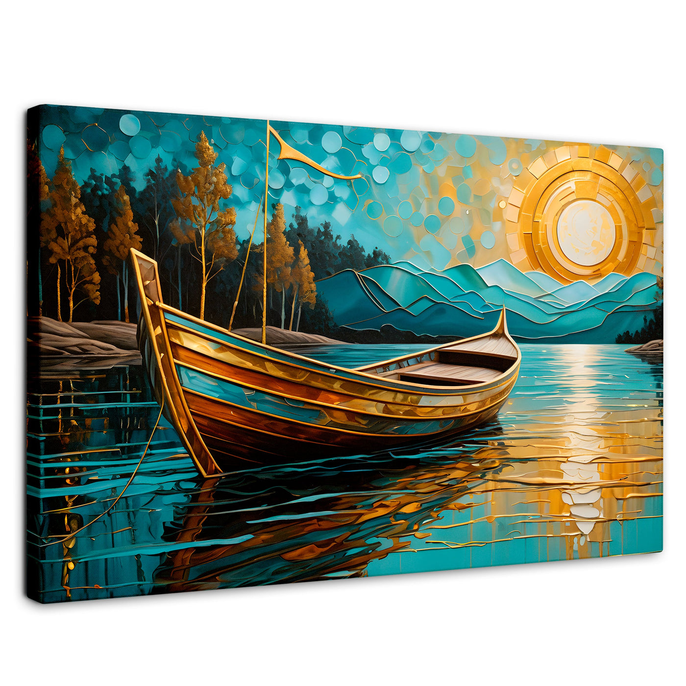 Cuadros Decorativos Canvas Revolution | Lago Dorado Y Balza | Rectangular | Portada | Marco SinMarco