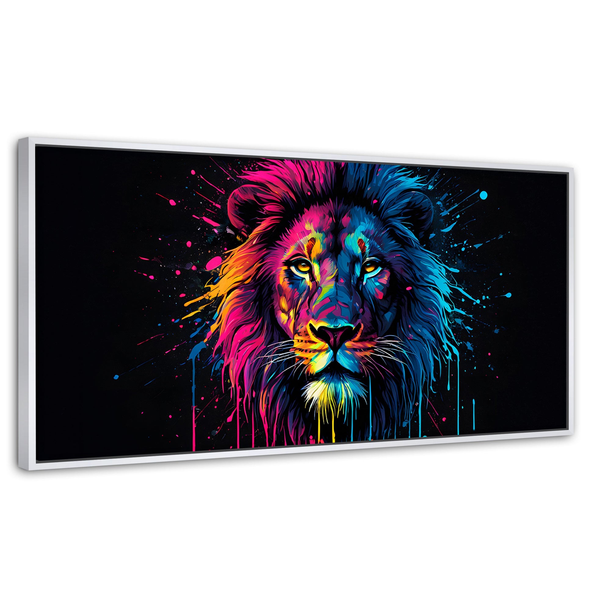 Cuadros Decorativos Canvas Revolution | Leon Cromatico | Panoramico | Portada | Marco Dorado