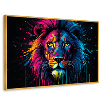 Cuadros Decorativos Canvas Revolution | Leon Cromatico | Rectangular | Portada | Marco Dorado