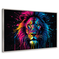 Cuadros Decorativos Canvas Revolution | Leon Cromatico | Rectangular | Portada | Marco Plateado