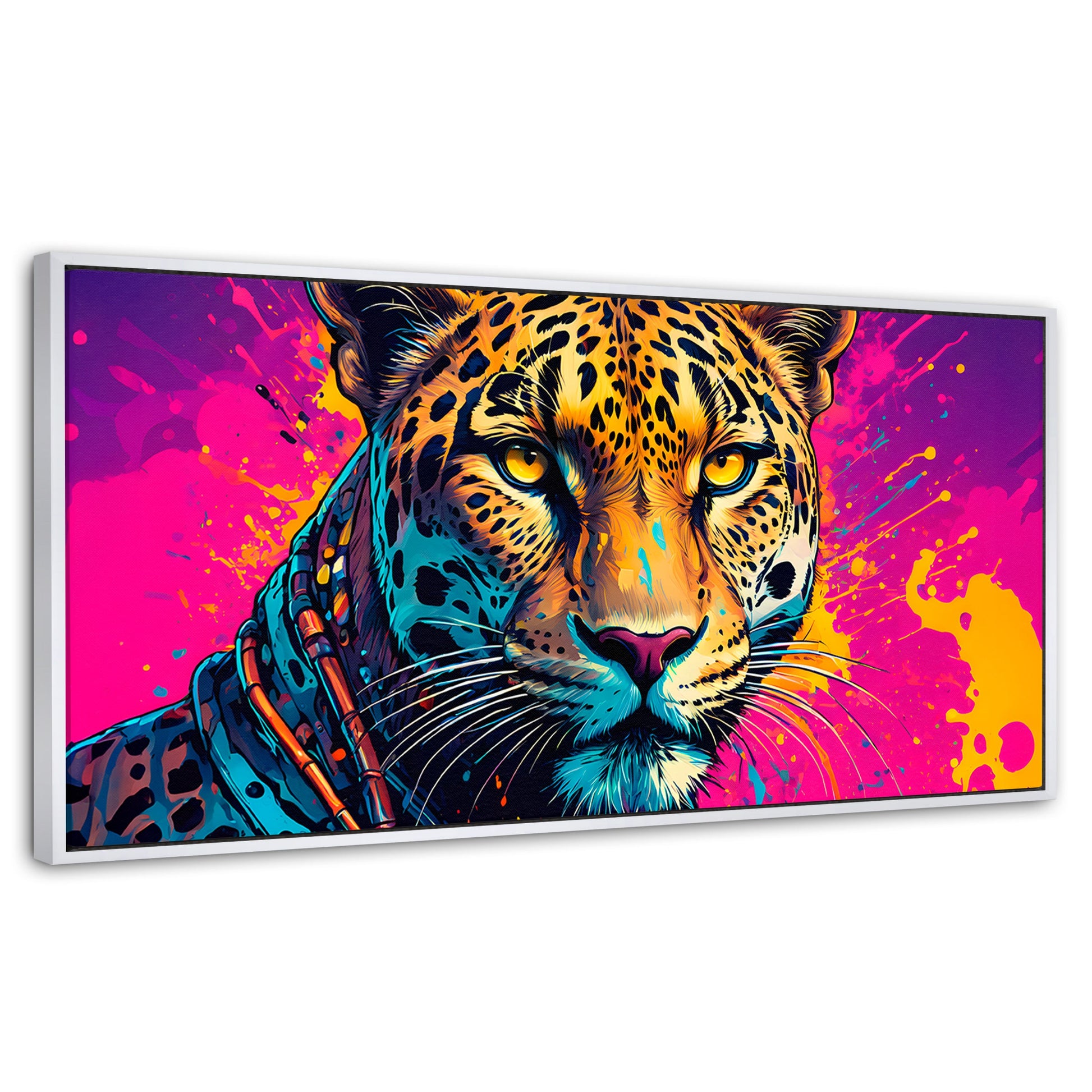 Cuadros Decorativos Canvas Revolution | Leopardo Colorido | Panoramico | Portada