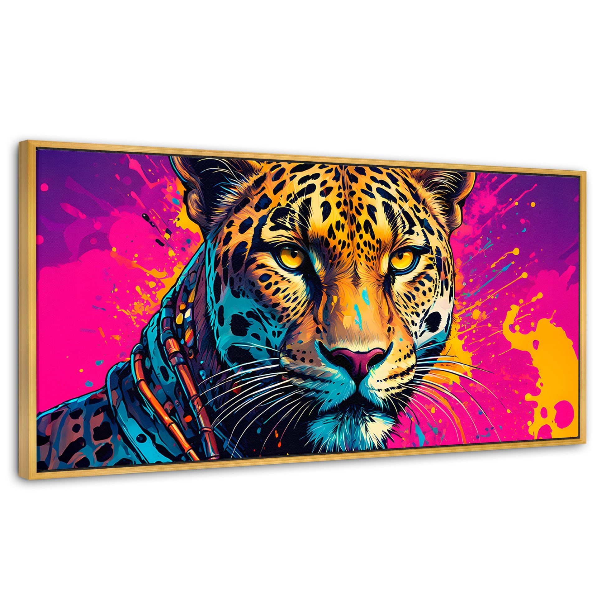 Cuadros Decorativos Canvas Revolution | Leopardo Colorido | Panoramico | Portada
