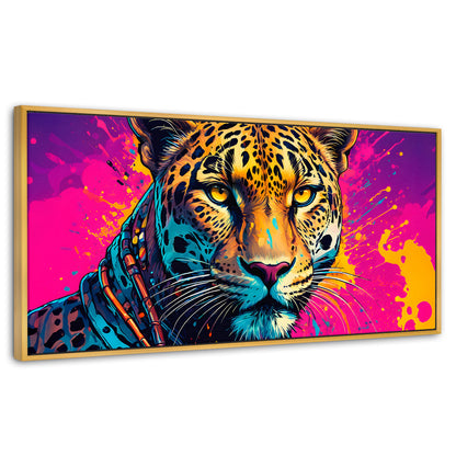 Cuadros Decorativos Canvas Revolution | Leopardo Colorido | Panoramico | Portada