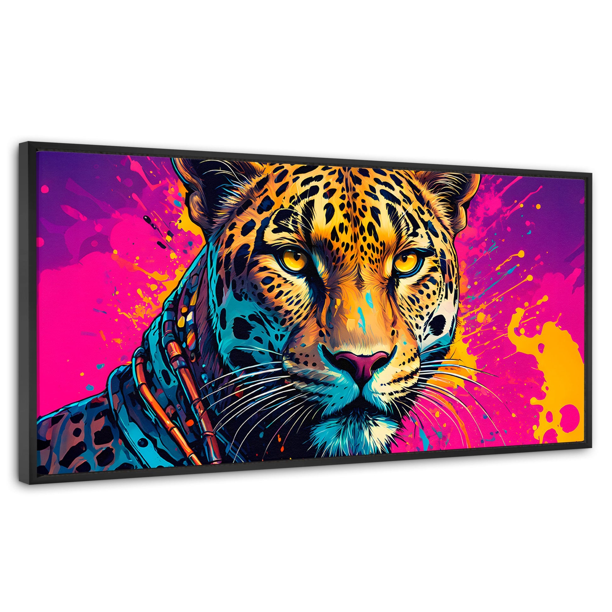Cuadros Decorativos Canvas Revolution | Leopardo Colorido | Panoramico | Portada