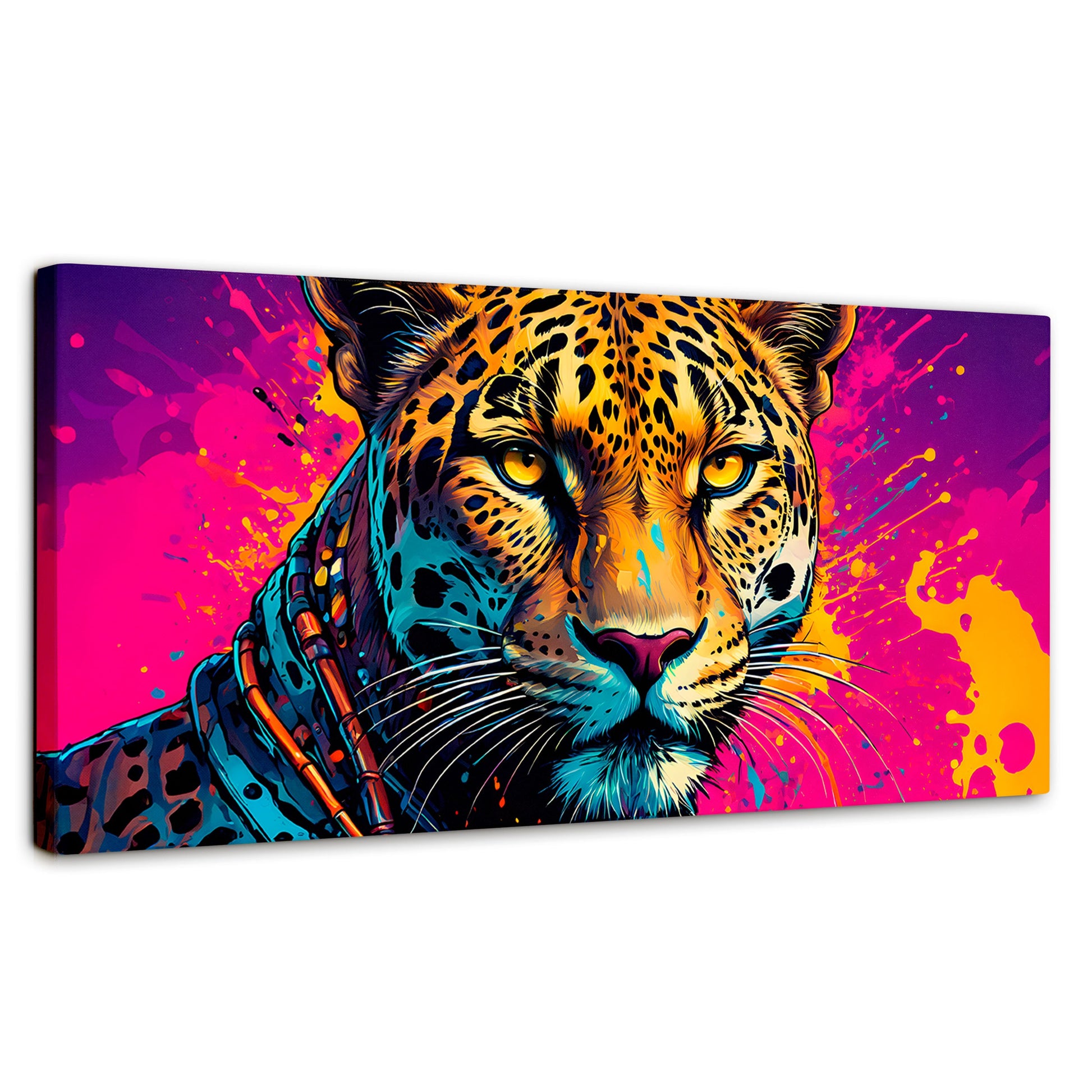 Cuadros Decorativos Canvas Revolution | Leopardo Colorido | Panoramico | Portada