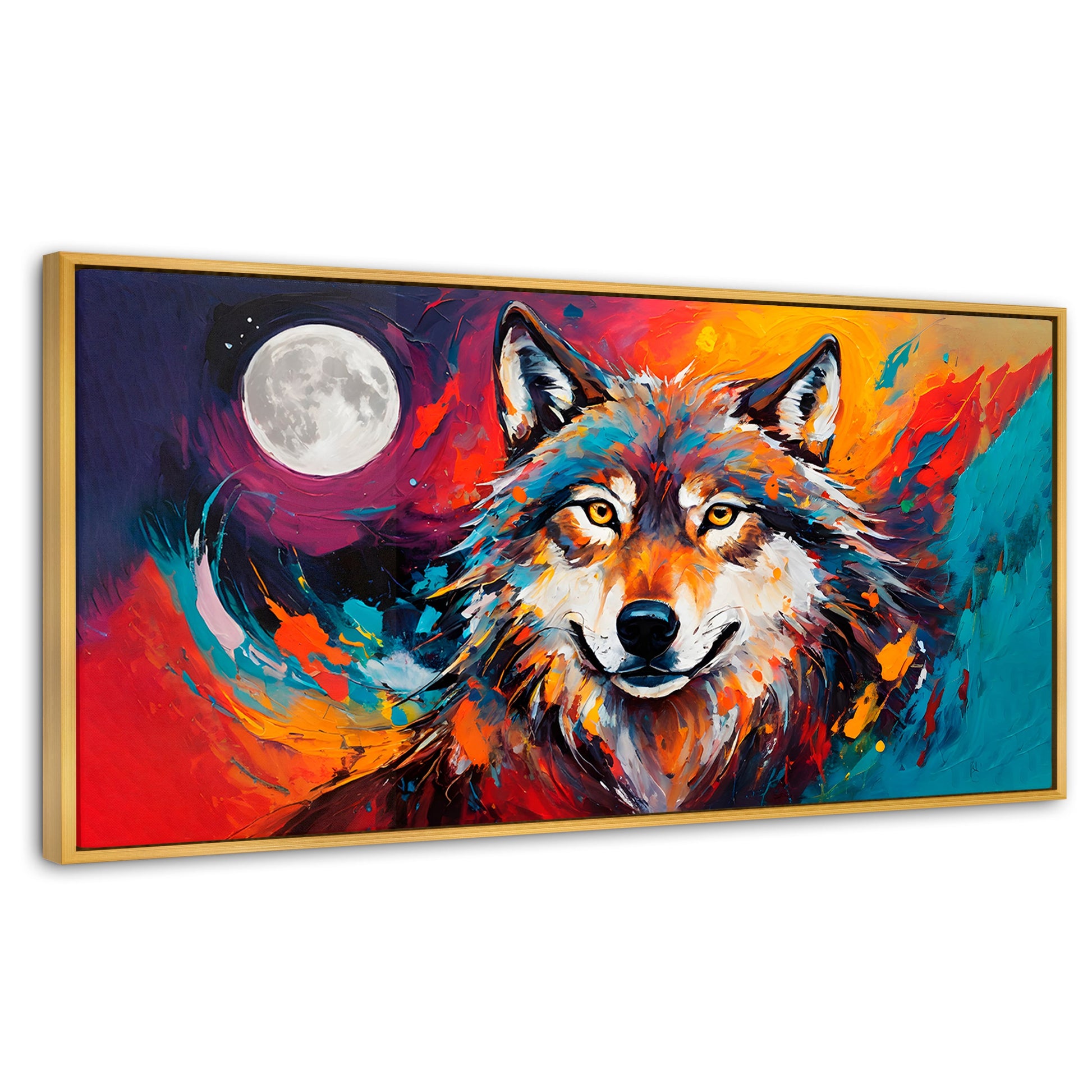 Cuadros Decorativos Canvas Revolution | Lobo Luna Llena | Panoramico | Portada