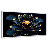 Cuadros Decorativos Canvas Revolution | Loto Negro Oro | Panoramico | Portada | Marco Blanco