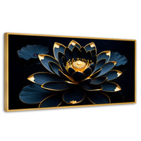 Cuadros Decorativos Canvas Revolution | Loto Negro Oro | Panoramico | Portada | Marco Dorado