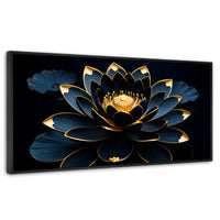 Cuadros Decorativos Canvas Revolution | Loto Negro Oro | Panoramico | Portada | Marco Negro