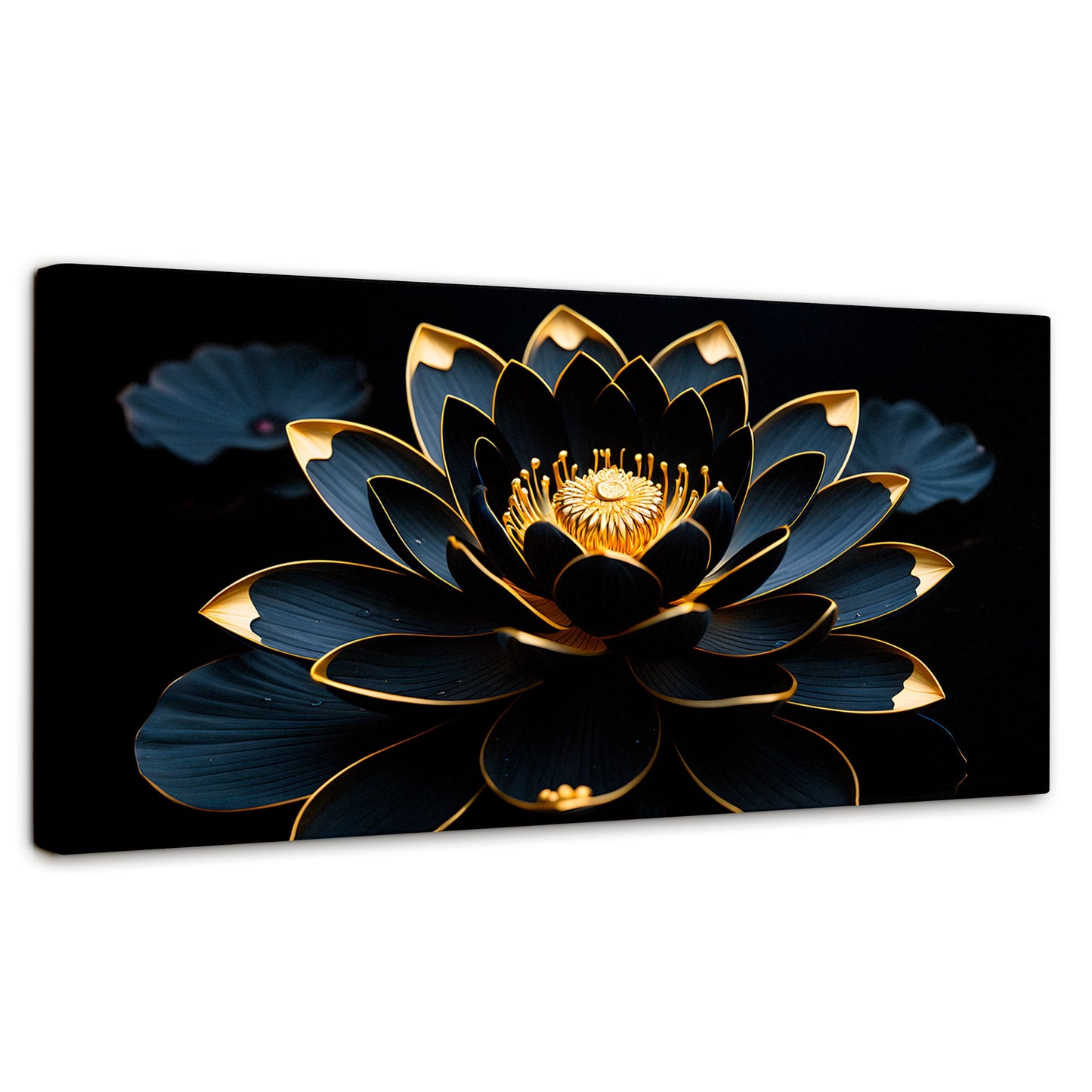 Cuadros Decorativos Canvas Revolution | Loto Negro Oro | Panoramico | Portada | Marco SinMarco