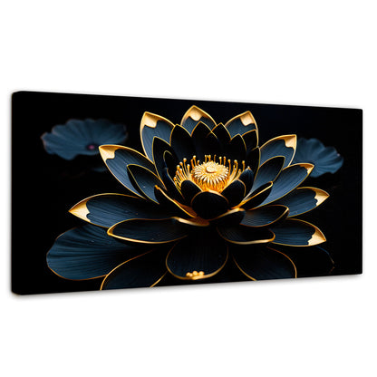 Cuadros Decorativos Canvas Revolution | Loto Negro Oro | Panoramico | Portada | Marco SinMarco