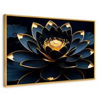 Cuadros Decorativos Canvas Revolution | Loto Negro Oro | Rectangular | Portada | Marco Dorado