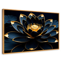 Cuadros Decorativos Canvas Revolution | Loto Negro Oro | Rectangular | Portada | Marco Madera