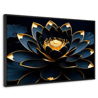 Cuadros Decorativos Canvas Revolution | Loto Negro Oro | Rectangular | Portada | Marco Negro
