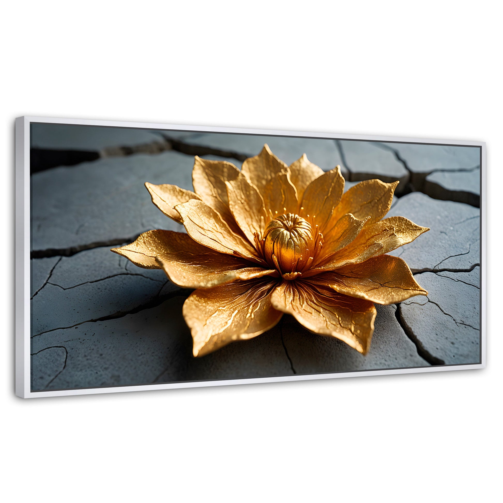 Cuadros Decorativos Canvas Revolution | Loto Oro Mistico | Panoramico | Portada | Marco Blanco