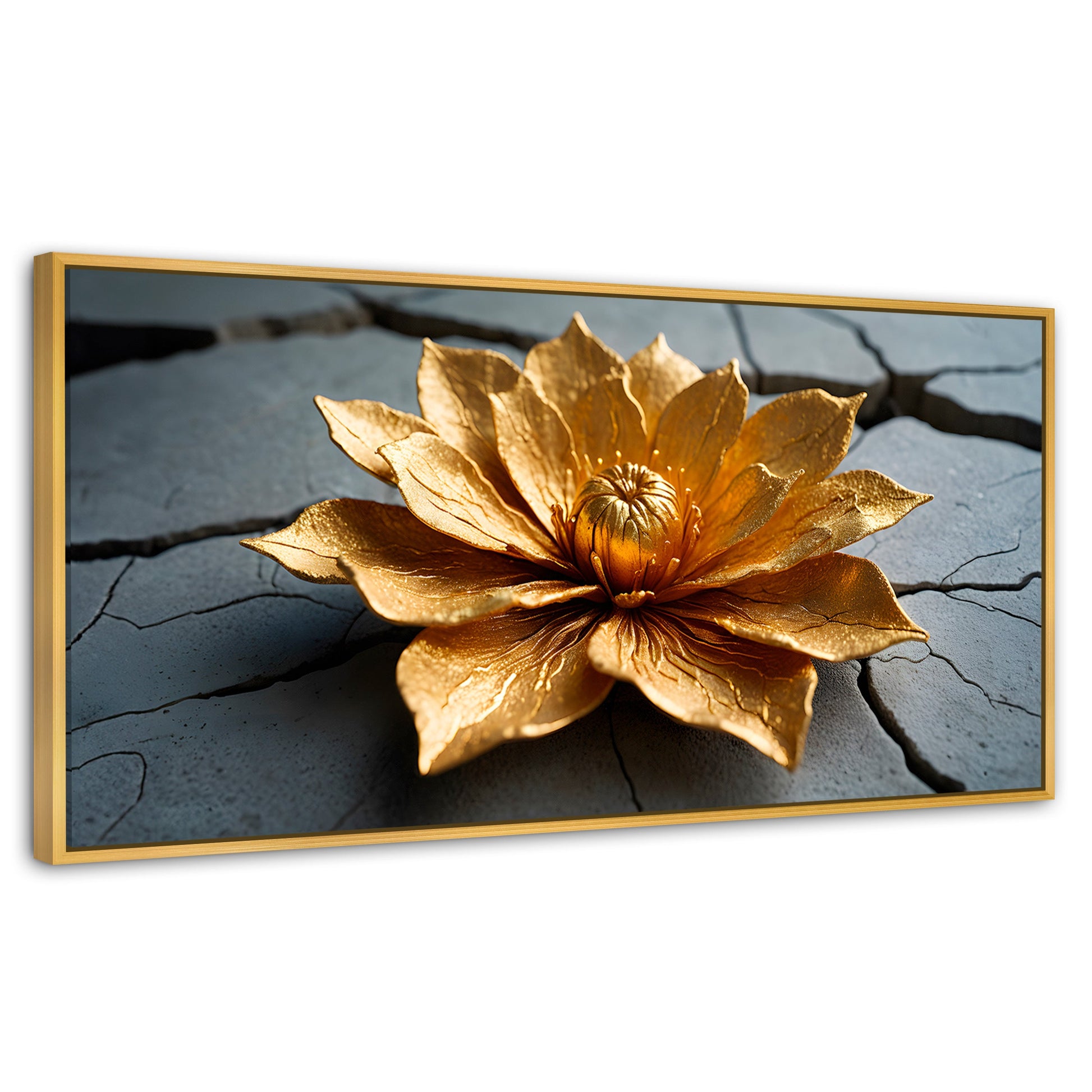 Cuadros Decorativos Canvas Revolution | Loto Oro Mistico | Panoramico | Portada | Marco Dorado