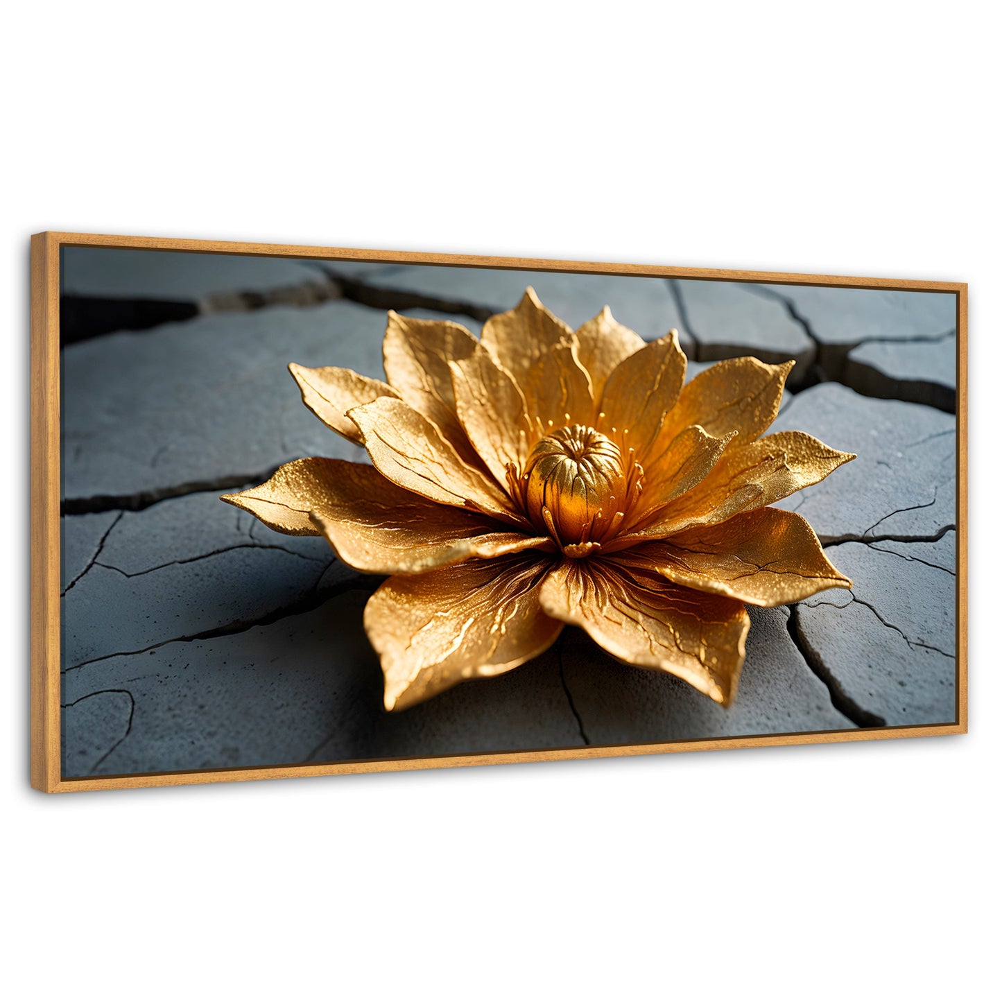 Cuadros Decorativos Canvas Revolution | Loto Oro Mistico | Panoramico | Portada | Marco Madera