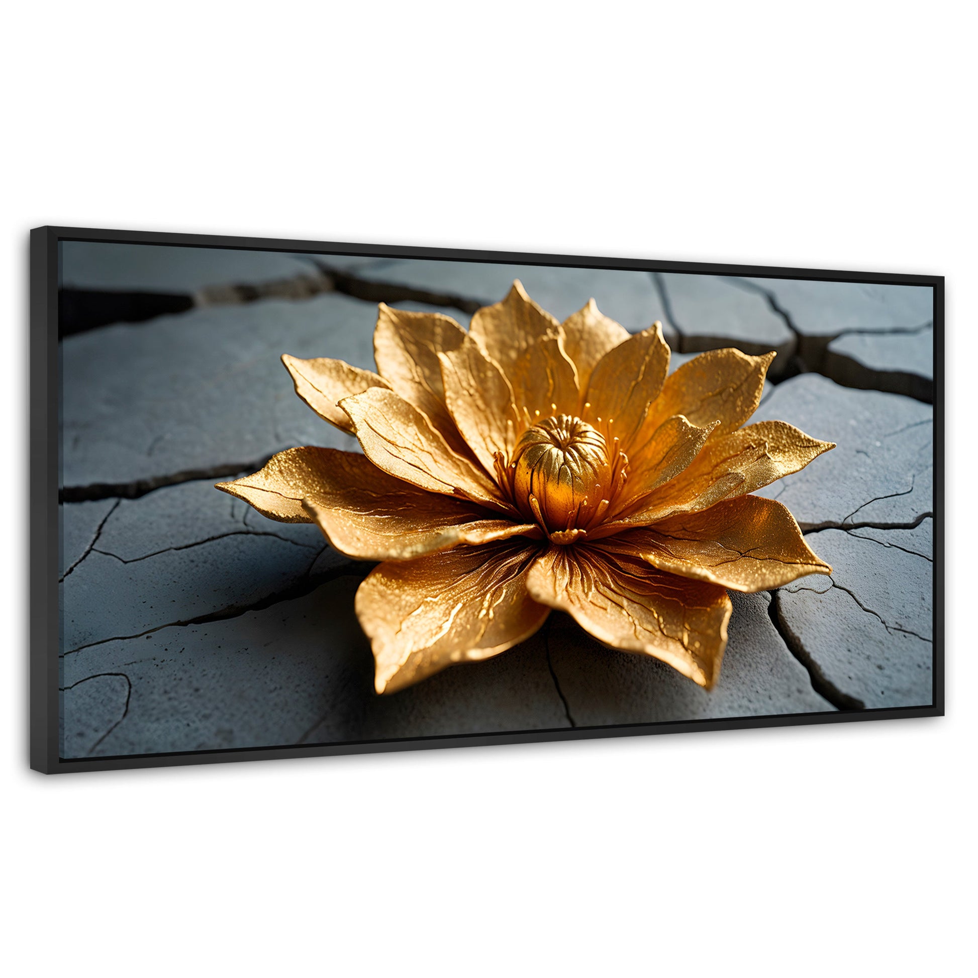 Cuadros Decorativos Canvas Revolution | Loto Oro Mistico | Panoramico | Portada | Marco Negro