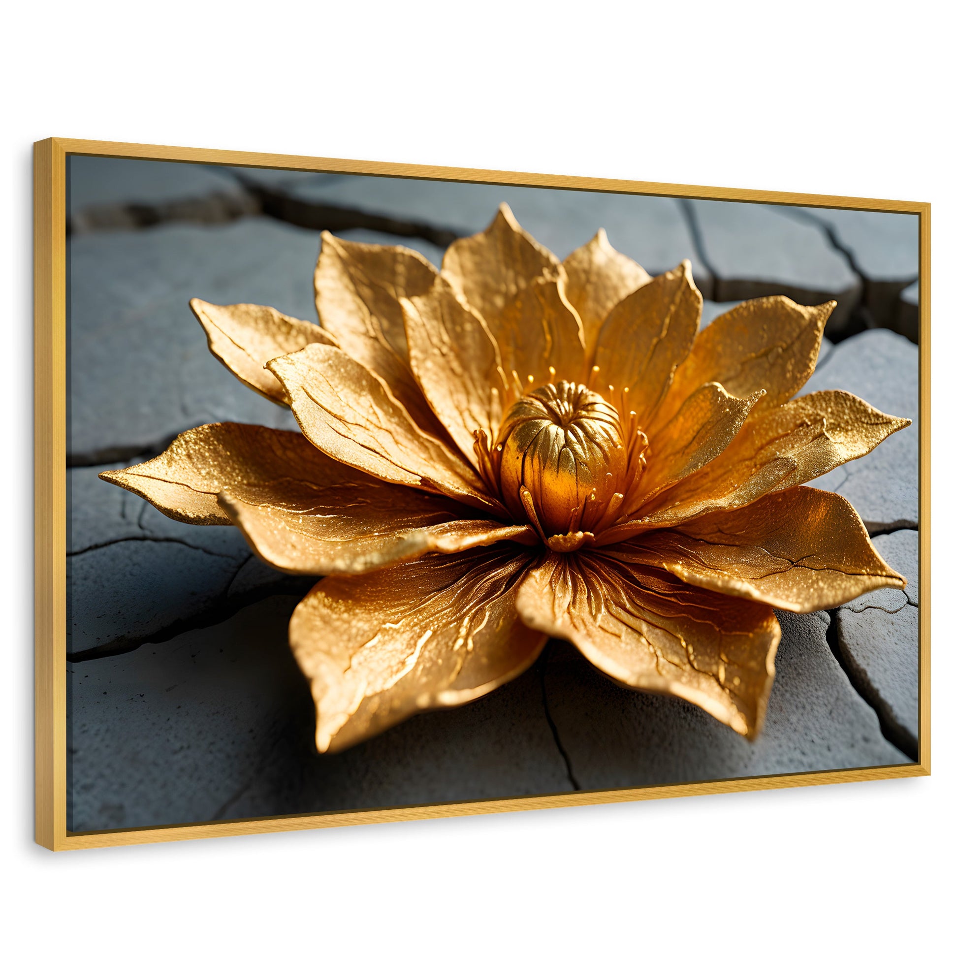 Cuadros Decorativos Canvas Revolution | Loto Oro Mistico | Rectangular | Portada | Marco Dorado