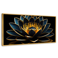 Cuadros Decorativos Canvas Revolution | Loto Oro Oscuro | Panoramico | Portada | Marco Dorado