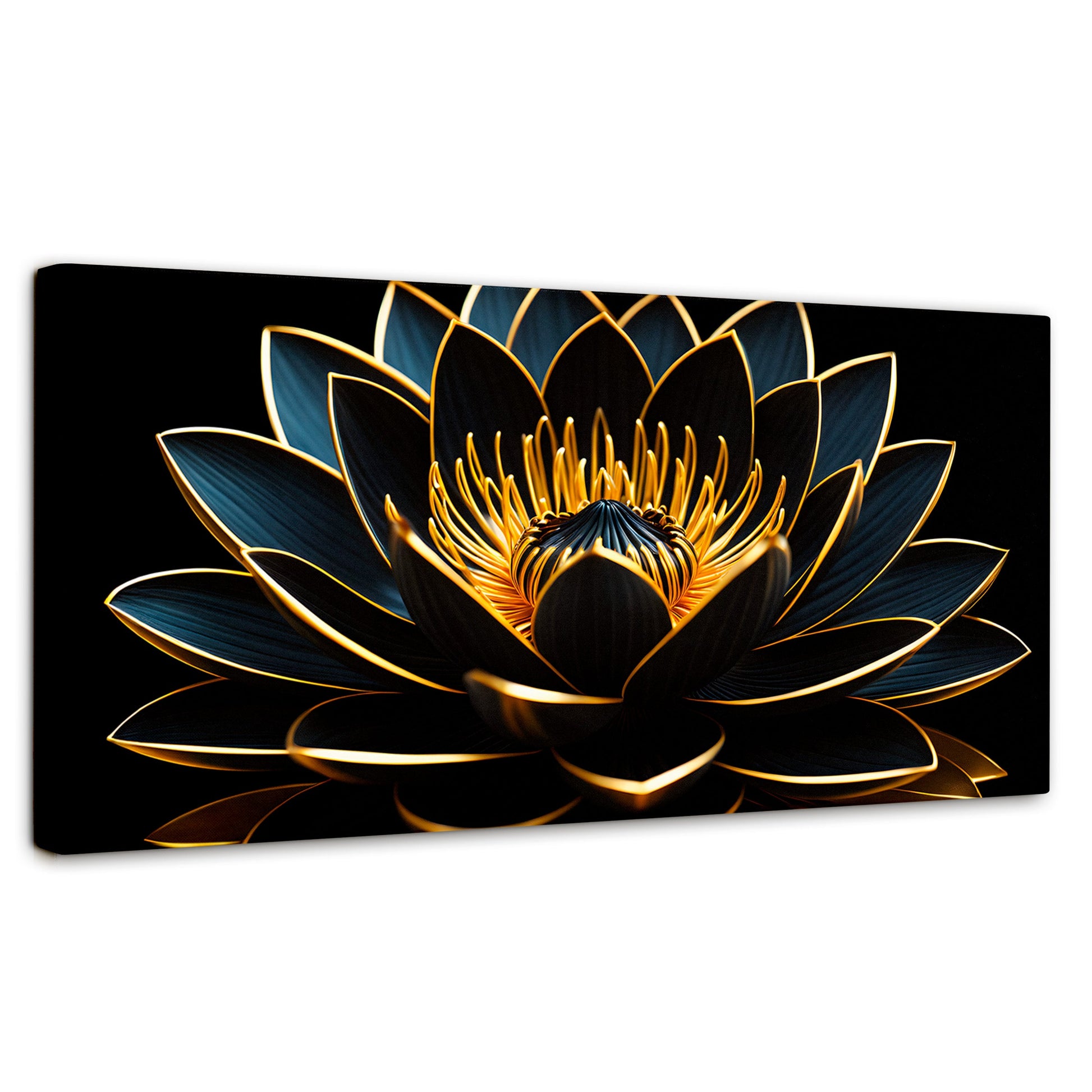Cuadros Decorativos Canvas Revolution | Loto Oro Oscuro | Panoramico | Portada | Marco SinMarco