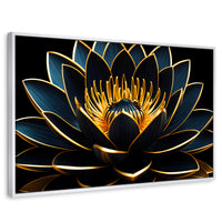 Cuadros Decorativos Canvas Revolution | Loto Oro Oscuro | Rectangular | Portada | Marco Blanco