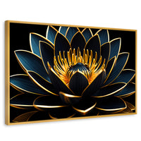 Cuadros Decorativos Canvas Revolution | Loto Oro Oscuro | Rectangular | Portada | Marco Dorado