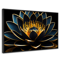 Cuadros Decorativos Canvas Revolution | Loto Oro Oscuro | Rectangular | Portada | Marco Negro