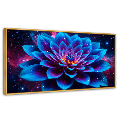 Cuadros Decorativos Canvas Revolution | Luz Violeta Divina | Panoramico | Portada | Marco Dorado