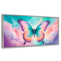 Cuadros Decorativos Canvas Revolution | Mariposa Celeste | Panoramico | Portada | Marco Blanco