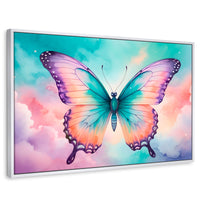 Cuadros Decorativos Canvas Revolution | Mariposa Celeste | Rectangular | Portada | Marco Blanco