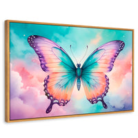 Cuadros Decorativos Canvas Revolution | Mariposa Celeste | Rectangular | Portada | Marco Madera