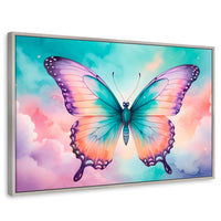 Cuadros Decorativos Canvas Revolution | Mariposa Celeste | Rectangular | Portada | Marco Plateado