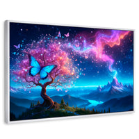 Cuadros Decorativos Canvas Revolution | Mariposa Cosmica | Rectangular | Portada | Marco Blanco