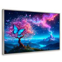 Cuadros Decorativos Canvas Revolution | Mariposa Cosmica | Rectangular | Portada | Marco Plateado