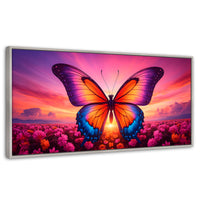 Cuadros Decorativos Canvas Revolution | Mariposa En El Alba | Panoramico | Portada | Marco Blanco