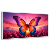 Cuadros Decorativos Canvas Revolution | Mariposa En El Alba | Panoramico | Portada | Marco Dorado