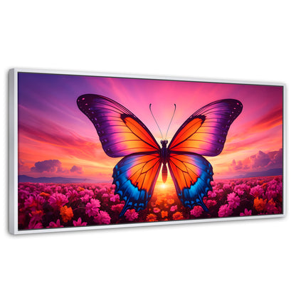 Cuadros Decorativos Canvas Revolution | Mariposa En El Alba | Panoramico | Portada | Marco Dorado