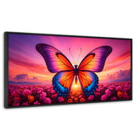 Cuadros Decorativos Canvas Revolution | Mariposa En El Alba | Panoramico | Portada | Marco Plateado