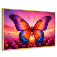 Cuadros Decorativos Canvas Revolution | Mariposa En El Alba | Rectangular | Portada | Marco Dorado