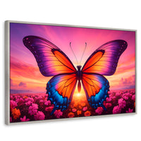Cuadros Decorativos Canvas Revolution | Mariposa En El Alba | Rectangular | Portada | Marco Plateado