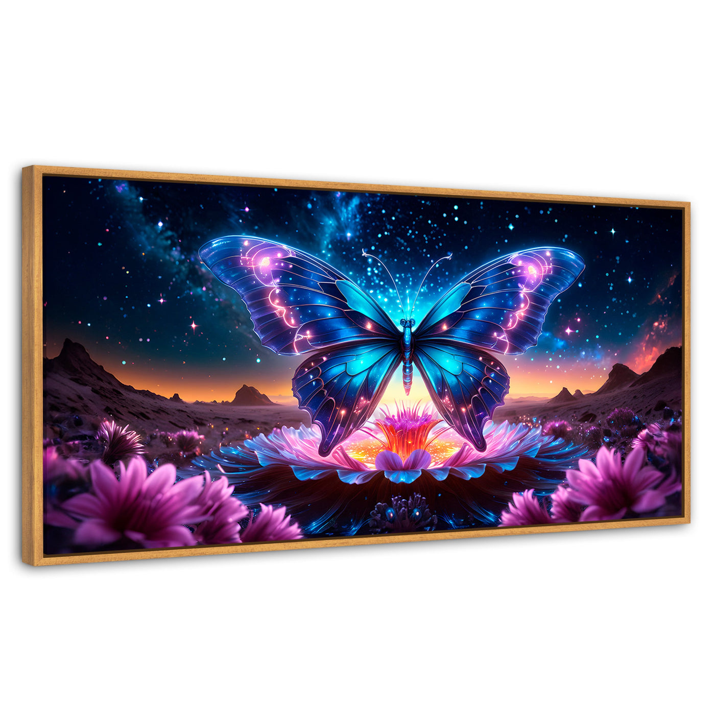 Cuadros Decorativos Canvas Revolution | Mariposa Encantada | Panoramico | Portada | Marco Negro