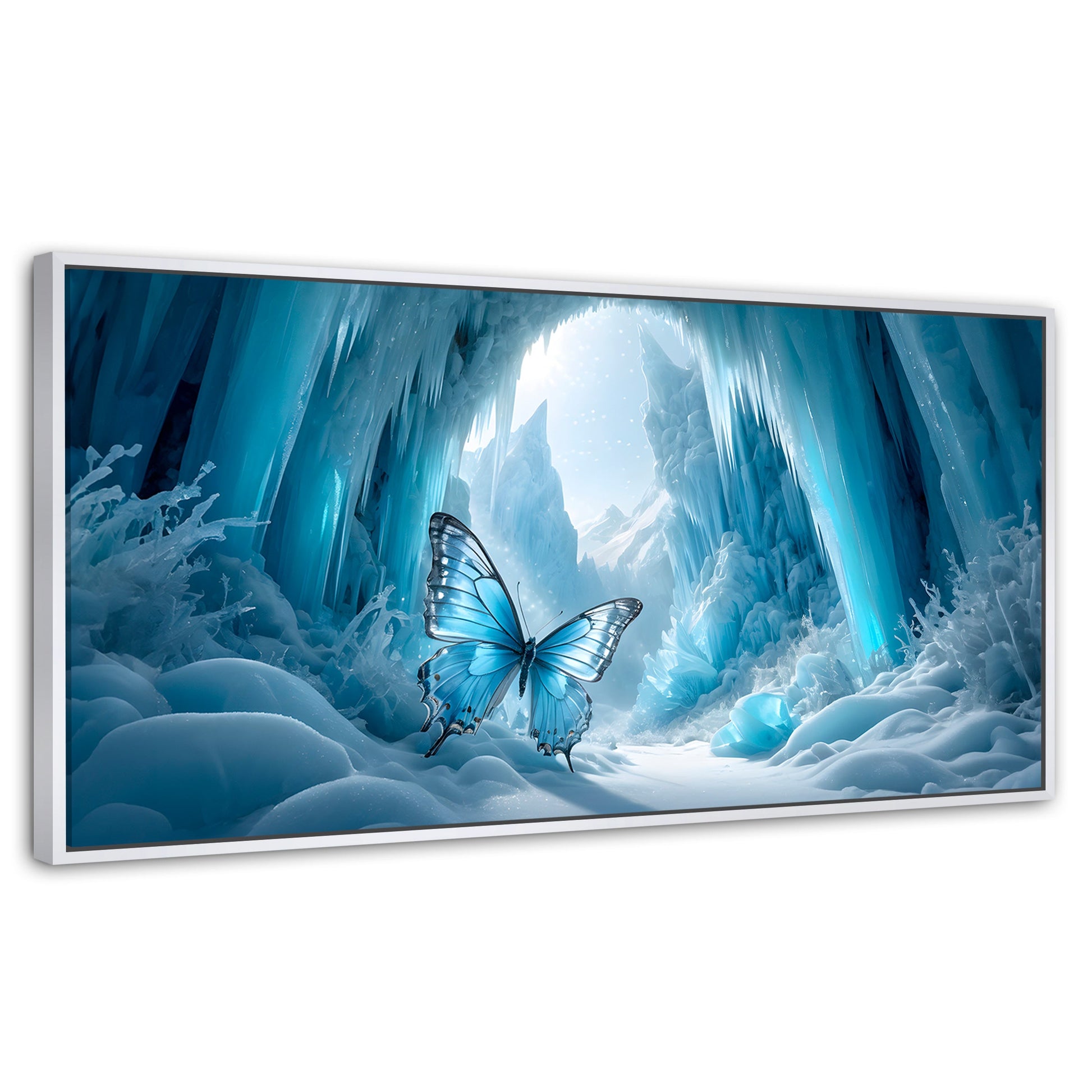Cuadros Decorativos Canvas Revolution | Mariposa Glacial | Panoramico | Portada | Marco Dorado