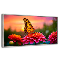 Cuadros Decorativos Canvas Revolution | Mariposa Radiante | Panoramico | Portada | Marco Blanco