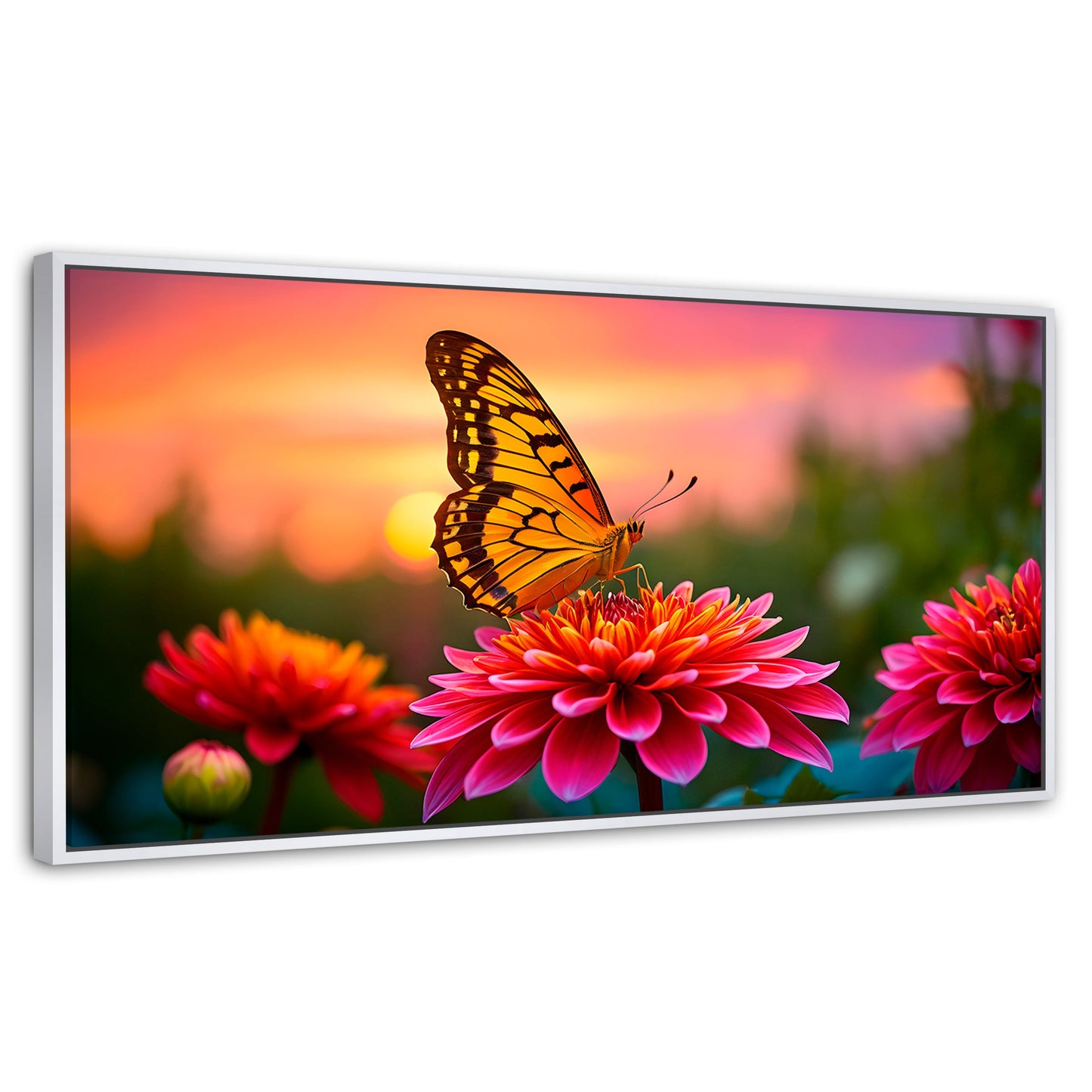Cuadros Decorativos Canvas Revolution | Mariposa Radiante | Panoramico | Portada | Marco Dorado