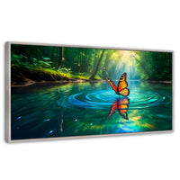 Cuadros Decorativos Canvas Revolution | Mariposa Y Agua | Panoramico | Portada | Marco Blanco