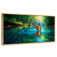 Cuadros Decorativos Canvas Revolution | Mariposa Y Agua | Panoramico | Portada | Marco Madera